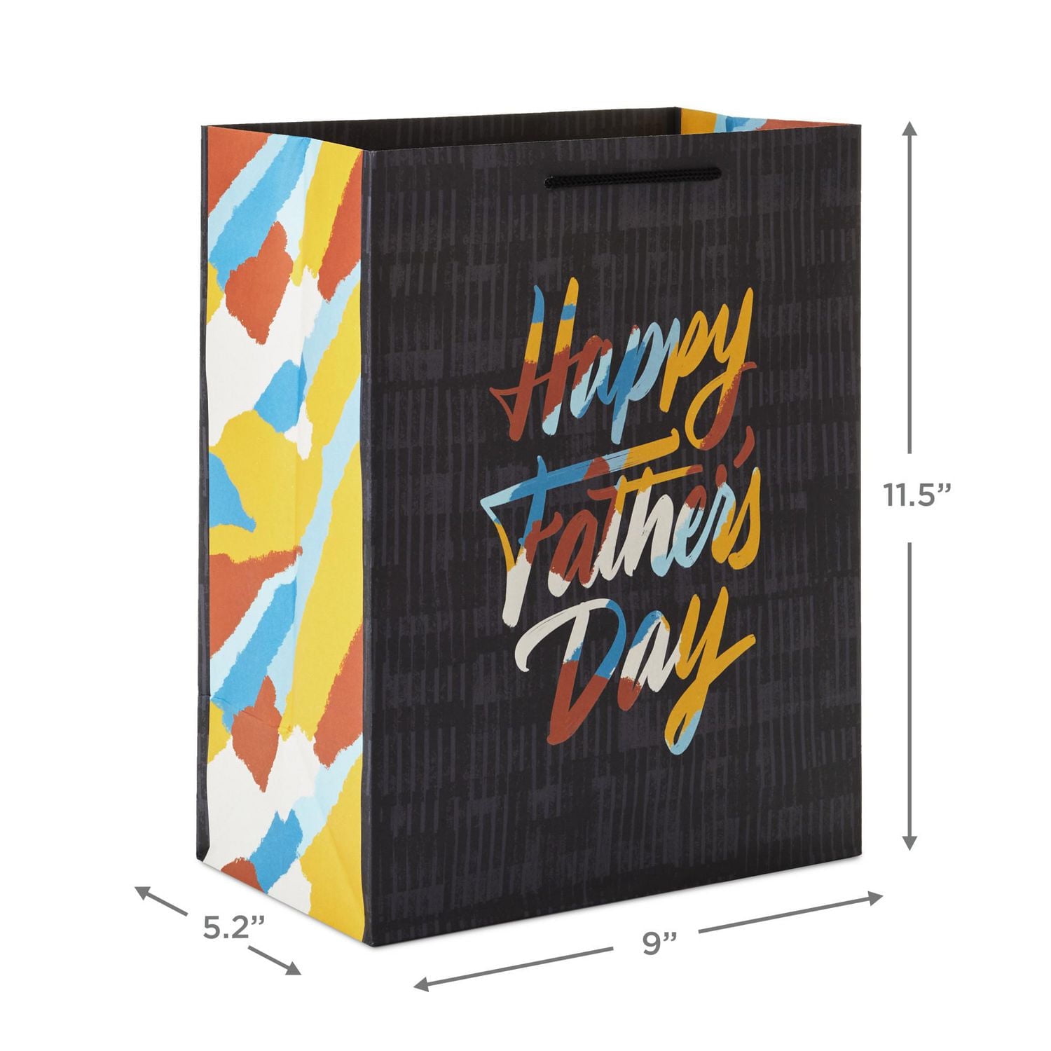 Paquet de grands sacs-cadeaux de 11 po de la fête des Pères – Mahogany de Hallmark (3 sacs : « Happy Father's Day », motifs de triangles, « This is your Day », gris foncé, jaune, bleu et orange).