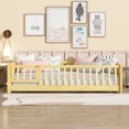 thumbnail image 4 of Leumius Twin Size Floor Bed with Built-in Book Rack and Door,Platform Bed for Boys Girls Natural, 4 of 9