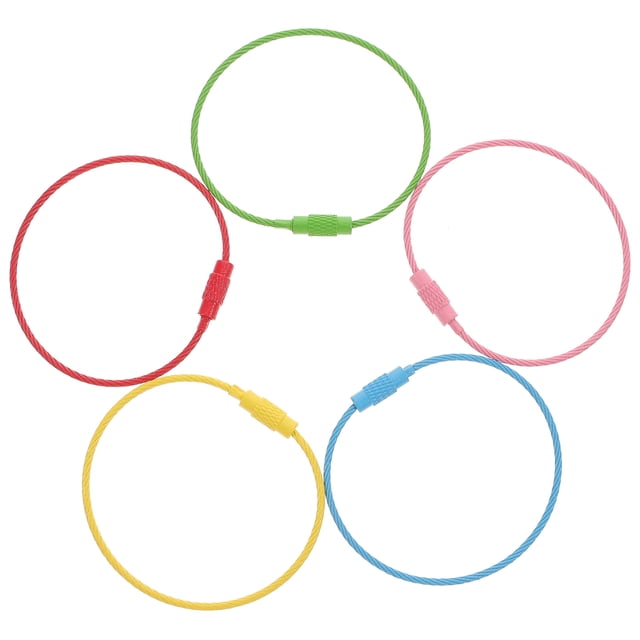 20 Pcs Stainless Steel Wire Keychains Aircraft Cable Key Ring Loops Travel Parts