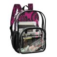 thumbnail image 2 of Large Clear PVC Backpack Heavy Duty See Through Backpack for Adults Work Travel, Pink-lace Printed 12L, 2 of 8