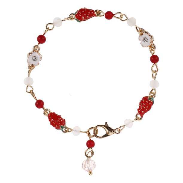 Pulsera de fresa de moda con colgante de fruta, pulseras elásticas apilables de cuentas, pulsera de cuentas de colores multicapa con dijes, joyería