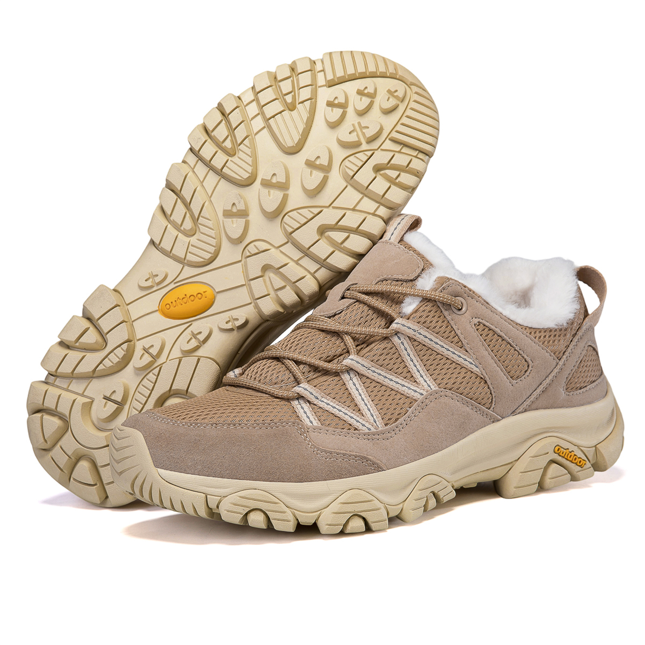 YOURDIARY Women Mens Winter Hiking Shoes Plush Snow Boots Comfortable Anti-Slip