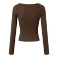 thumbnail image 4 of larppty Womens Long Sleeve Henley Shirts Sexy Tops Slim Fit Stretchy T-Shirt Trendy Outfits Fall Clothes Streetwear (Brown, S), 4 of 9