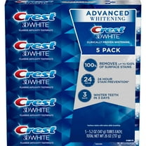 Crest 3D White Advanced Whitening Toothpaste 5.2 Ounce (Pack of 5)