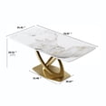 thumbnail image 3 of LovingAHome Dining Table Sets for 6, Dining Room Table with 6 PU Leather Upholstered Chairs, White Marble Dining Table Set for Kitchen, Dining Room, 3 of 7