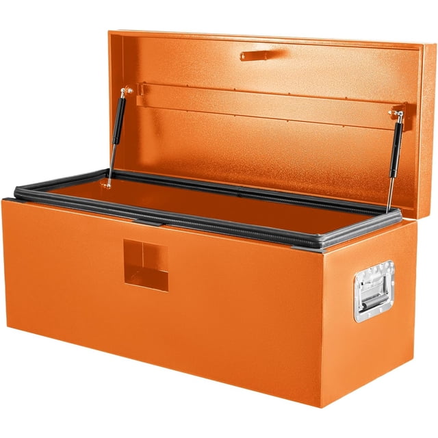 Boîte à Outils de Camion en Acier Robuste 24x15x15 Po - Couvercles à Double Ressort à Essence Verrouillables et Résistants aux Intempéries pour Remorque Pickup et VR Orange