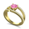 thumbnail image 2 of 2.50 Carat Round Cut Natural Diamond (F-G/VS1) & Pink Sapphire Gemstone Classic Bridal Ring for her 18K Yellow Gold Size 8.5 by Diamond-Capitals, 2 of 8