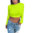 thumbnail image 1 of Hauts Courts à Manches Longues pour Femmes, Col Roulé Mi-Haut, Couleur Unie, Pulls Slim, 1 of 8