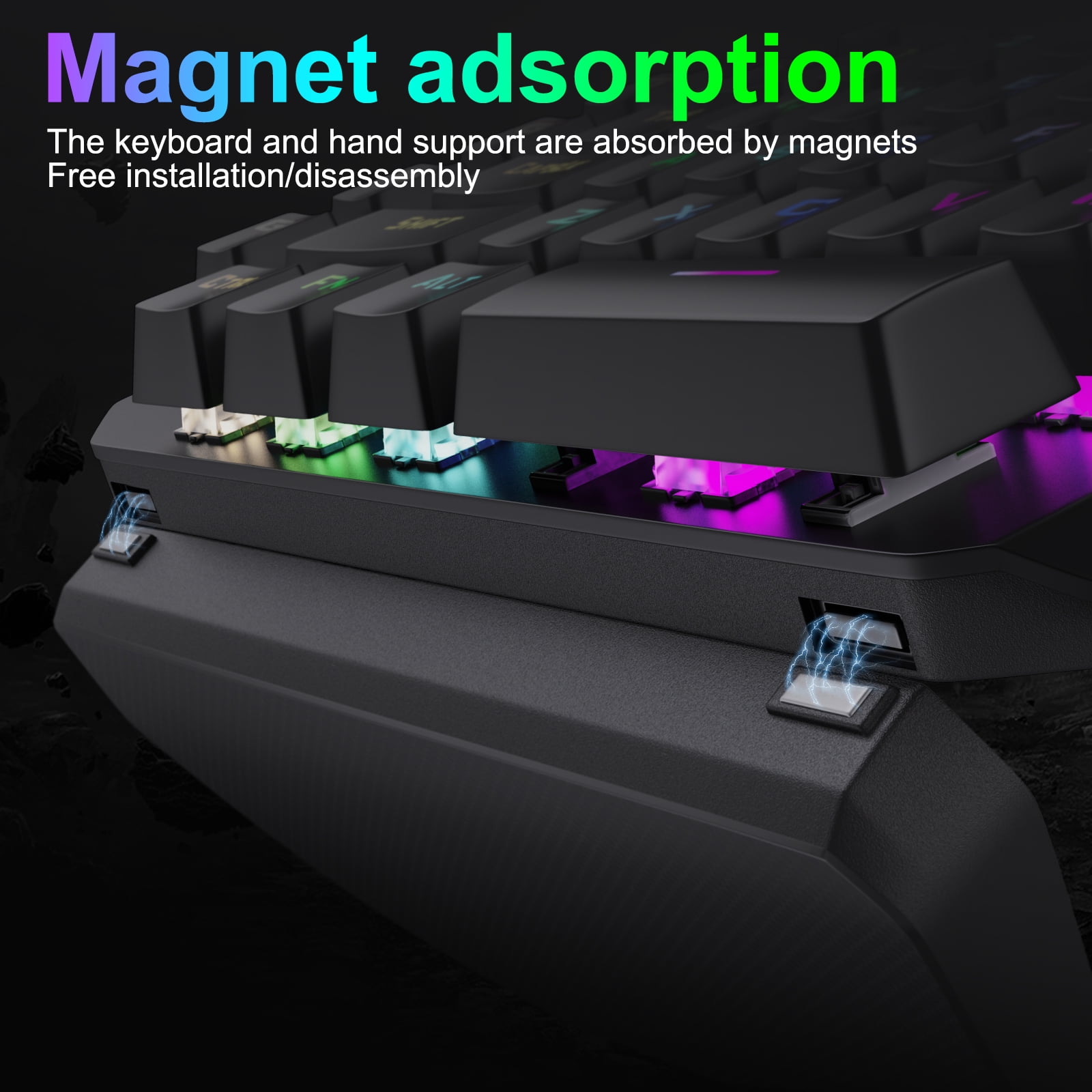 E-Yooso K700 One-Handed 44-Key USB Wired Mechanical Gaming Keyboard RGB Backlight Plug and Play Suitable for Desktop, Laptop