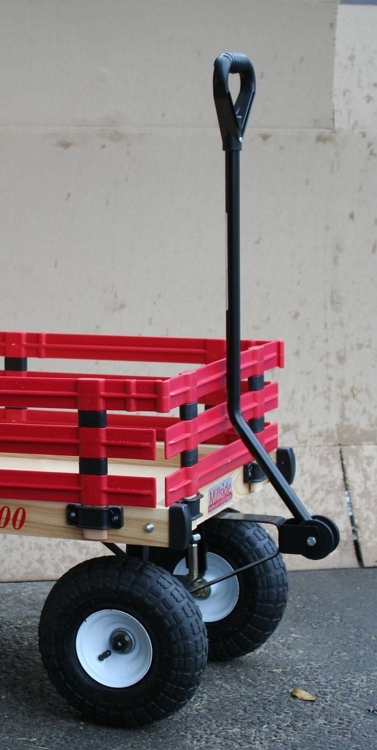 Millside Classic Kids 20" x 38" Wood Wagon with Poly Racks