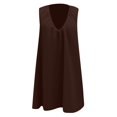 thumbnail image 3 of Women U Neck Ruched Mini Dress Sleeveless Short Summer Party Dress with Side Pockets,Brown,M, 3 of 4
