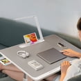 thumbnail image 3 of Laptop Desk For Bed With LED Lamp 3 Levels Brightness 5 Adjustable Heights 10.6 "-15.4" Foldable Multifunctional Bed Desk （23.6 "x 17.7"）, 3 of 9