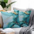thumbnail image 2 of Waterproof Throw Pillow Covers Set of 2, 18x18 Inch Turquoise Gold Marble Decorative Pillowcases Outdoor Pillow Slip Cushion Covers Set for Couch Tent Abstract Simple Geometric, 2 of 7
