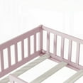 thumbnail image 2 of Twin Size Rubber Wood Platform Bed with Fence without Door, Pink, for Bedroom, 2 of 20