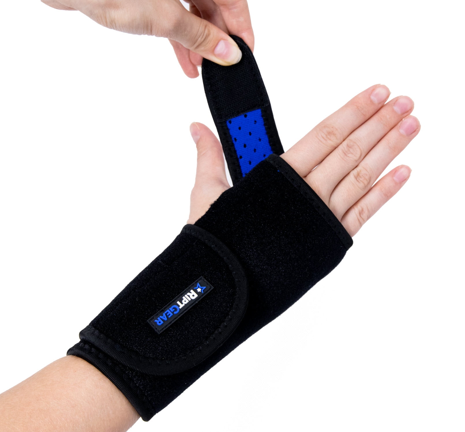 RiptGear Wrist Brace, Removable Splint, Compression, Left Hand, Black