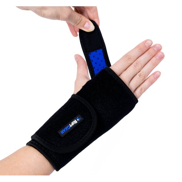 RiptGear Wrist Brace, Removable Splint, Compression, Left Hand, Black