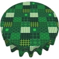thumbnail image 4 of St. Patricks Day Tablecloth Round 60Inch Spring Clover Shamrock Print Table Cloth Cover with Green Black Buffalo Checkered Plaids Reusable Heat Resistance for Kitchen Dining Holiday Decor, 4 of 6