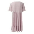 thumbnail image 6 of ZHOGXU Women's Casual Dress Solid Color Short Sleeve V Neck Pleated Comfortable Fashion Loose Dress For Everyday Wear,Pink,Xxxl, 6 of 7