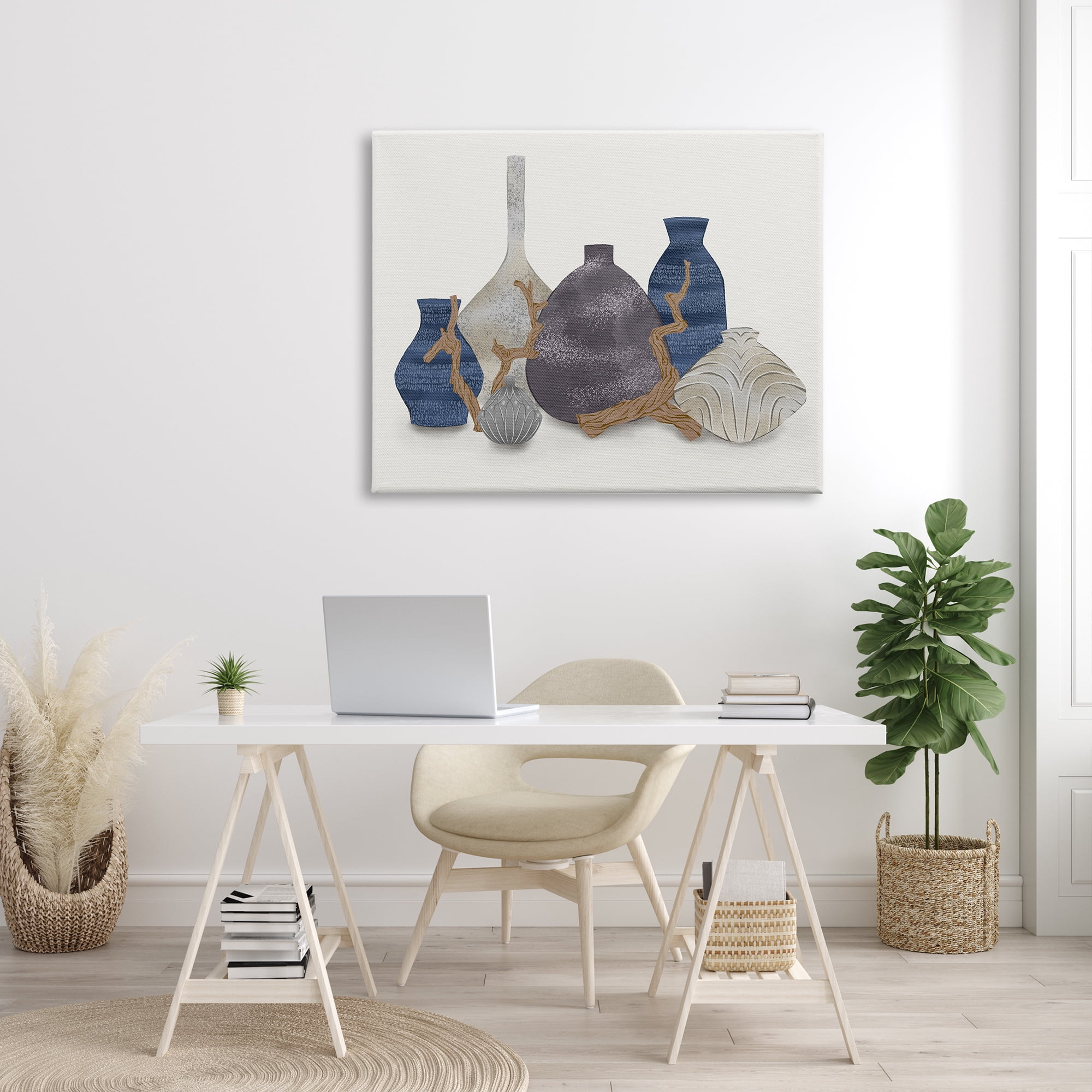 Stupell Industries Ornate Vase Still Life Leaning Driftwood Branches Graphic Art Gallery Wrapped Canvas Print Wall Art, Design by Ziwei Li