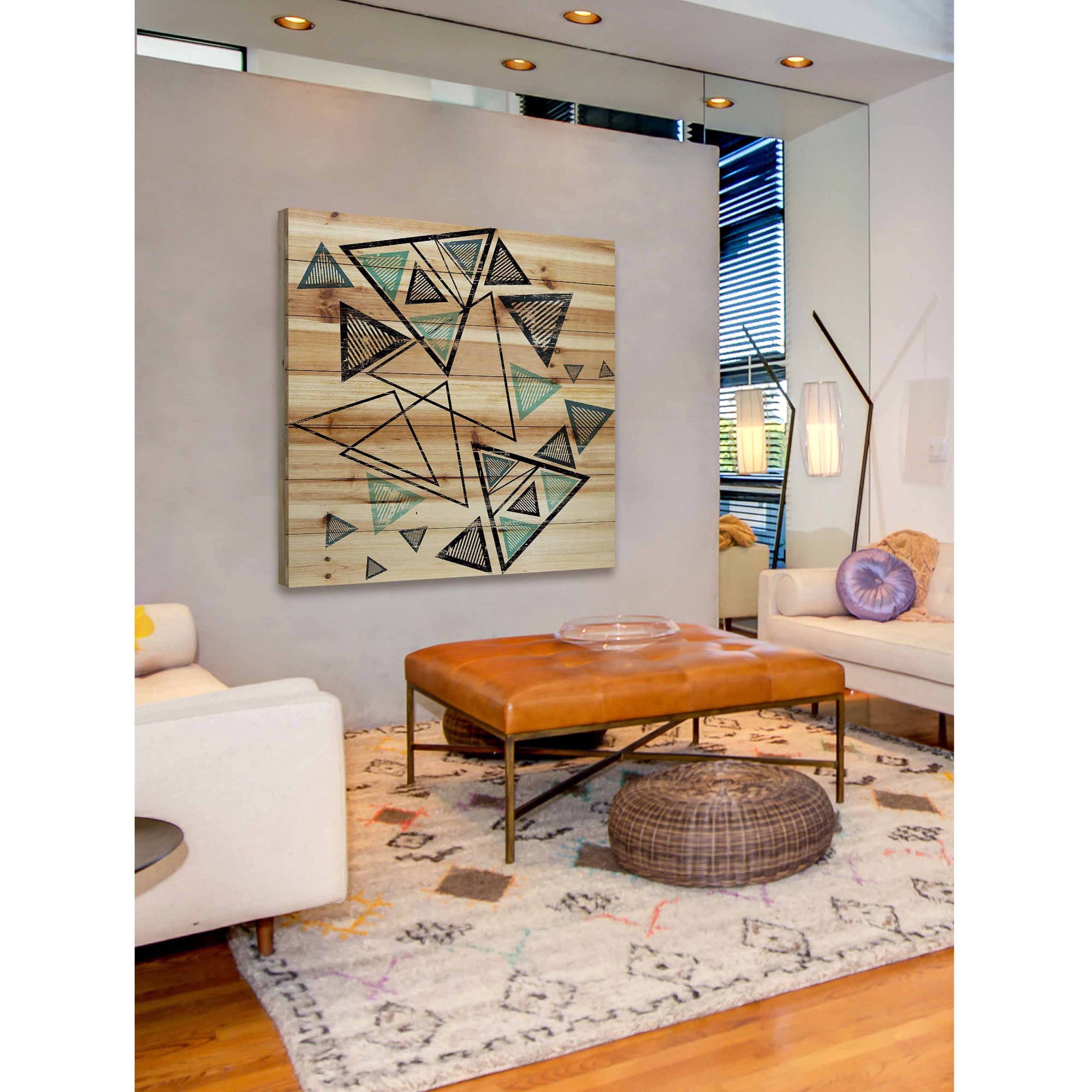 Marmont Hill - "Triangles in Motion" Painting Print on Natural Pine Wood