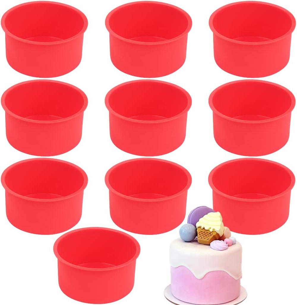 BAKER DEPOT 4 Inch Cake Pan Set Of 10 Silicone Mini Cake Mould Muffin 