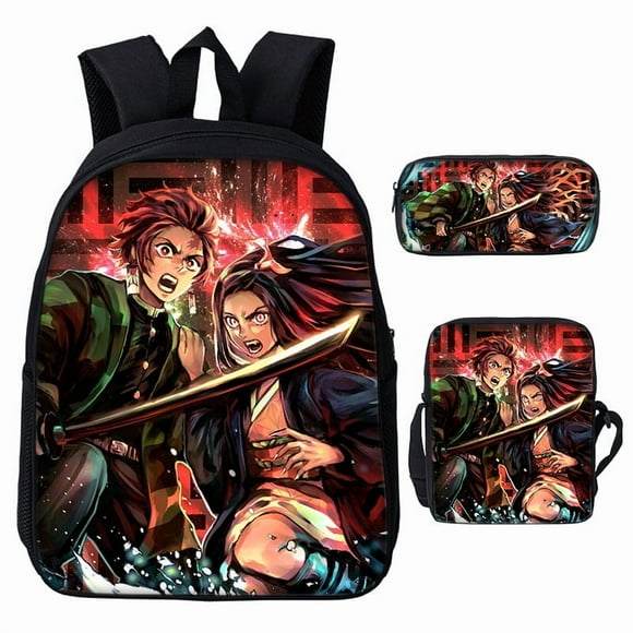 3D Demon Slayer Backpack Cartoon Backpack Three-Piece Printing