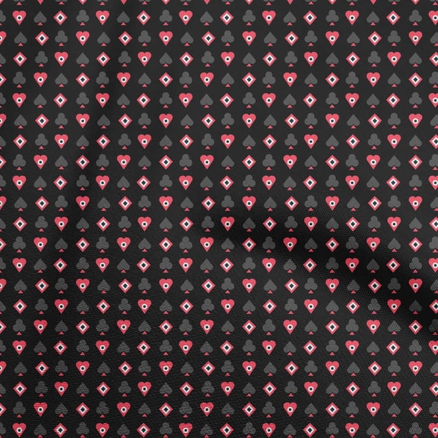 oneOone Polyester Spandex Black Fabric Poker Card Sewing Craft Projects Fabric Prints By Yard 56 Inch Wide