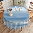 thumbnail image 3 of Light Blue Grey Abstract Round Tablecloth 60 inches Mottled Oil Painting Texture Modern Waterproof Oil-Proof Table Cloth Round Table Cover for Holiday Party Picnic Dinner Decor Indoor and Outdoor Use, 3 of 9