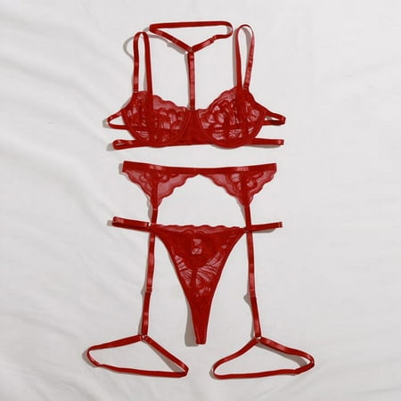 Levmjia Women s Lingerie Set Babydoll Mini Bodysuit Sexy Women Lingerie Lace Hollow Out Perspective Temptation Underwear Sleepwear With Garter Pajamas Set
