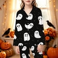 thumbnail image 2 of Afdoent Girls Pajamas Set Halloween Ghost Print Sleepwear Soft Long Sleeve Button-Down Sleepwear Nightwear 2Pcs Pajama Sets Loungewear Comfortable For Kids Holiday 13-14 Years, 2 of 5