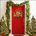 thumbnail image 2 of Christmas Wreaths for Front Door, Artificial Floral Christmas Garland Poinsettia Bowknot Bell Wreaths Xmas Decorations Indoors Outdoors Wall Hanging Ornaments (11.8" in Dia), 2 of 6