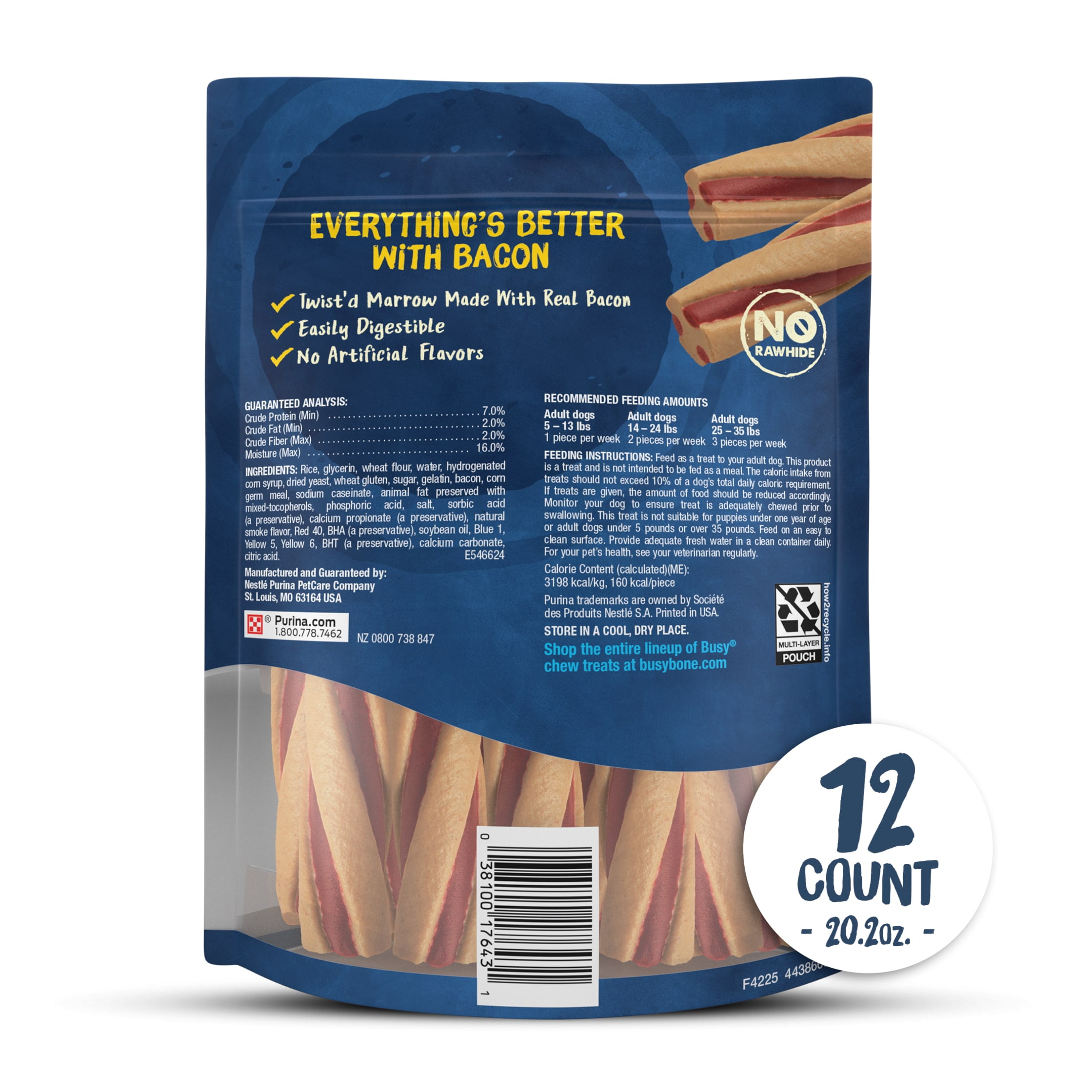 Purina Busy Bone with Beggin' Twist'd Small Dog Treats with Bacon Chews, 20.2 oz Pouch (12 Count)