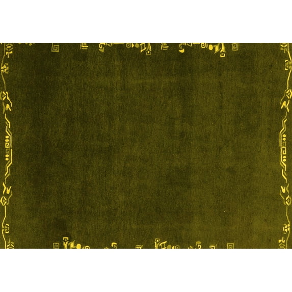 Ahgly Company Indoor Rectangle Abstract Yellow Modern Area Rugs, 2' x 5'