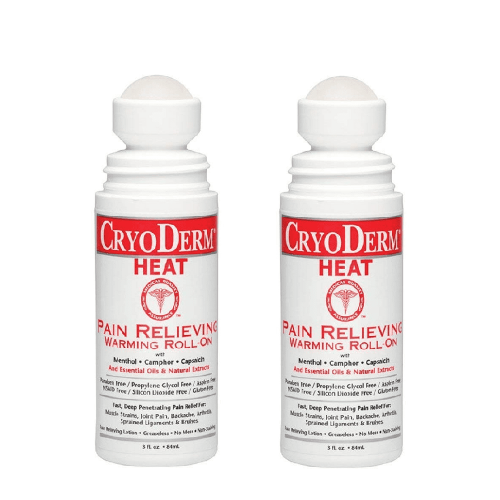 Cryoderm Heat Pain Relieving Warming Gel Roll-On 3 Ounce 2 Pack