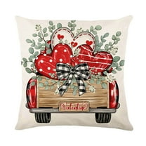 Valentines Day Decorations Pillow Covers 18x18 Inch, Heart Love Letter Print Decorative Throw Pillowcase, Red Cushion Cover for Couch Sofa Bedroom Home Decor Wedding Party Home Ornaments C
