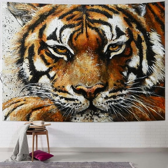 Patifu Tiger Tapestry Wall Hanging Unique Style Graphic Tapestries Home Wall Decor Art for Living Room Bedroom Apartment Farmhouse Dorm 40x30inch
