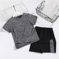 thumbnail image 4 of SGFCWSX Boys 2 Piece Athletic Outfits Summer Quick Dry Short Sleeve T Shirt Shorts Sports Set for Teens Gray Size 13, 4 of 9