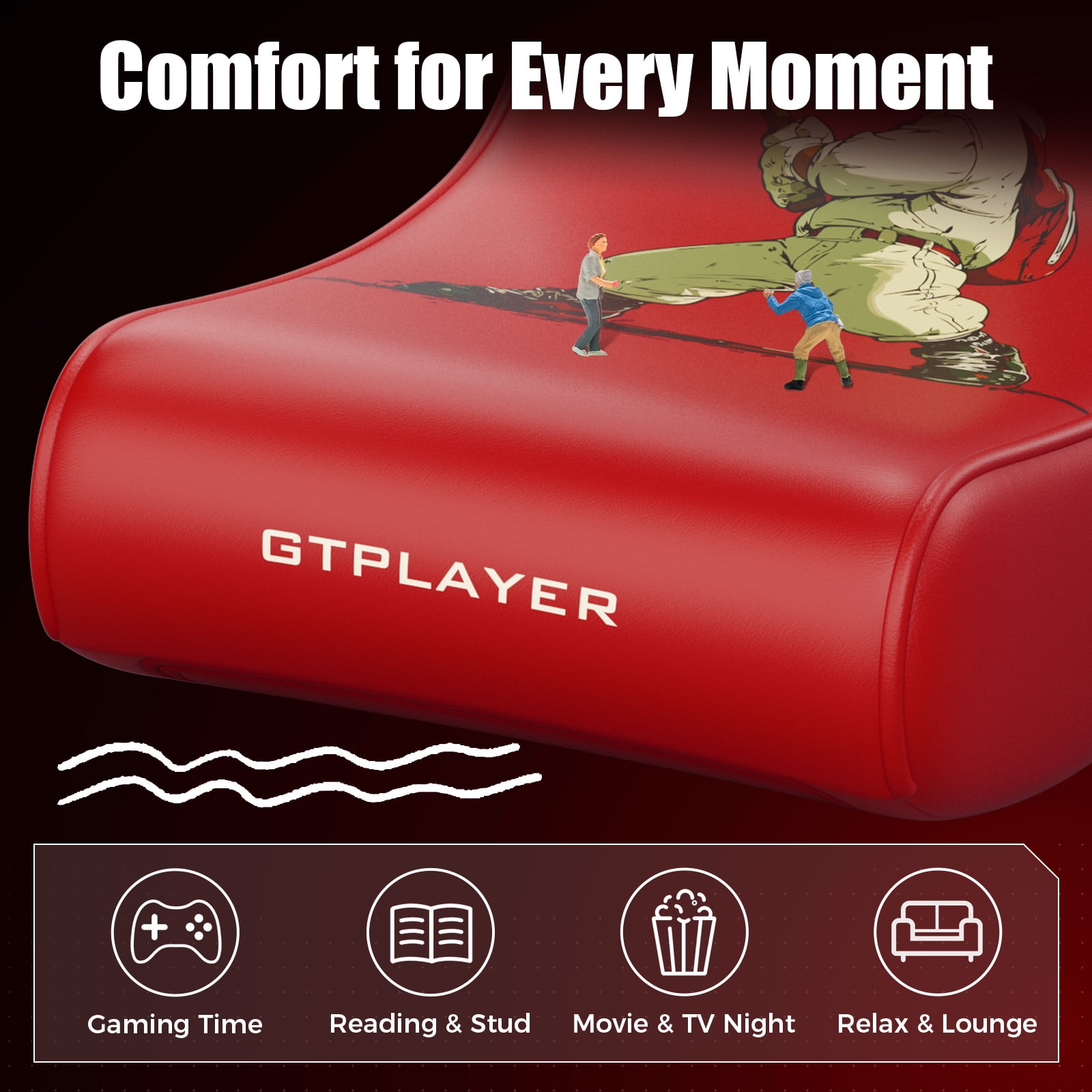 GTPLAYER Floor Rocker Gaming Chair，Red