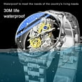 thumbnail image 4 of Men's Clear Cover Quartz Watch Men Stainless Steel Waterproof Watch, Business Skeleton Quartz Watch for Men, 4 of 8
