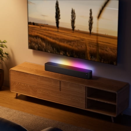 ONN 20 INCH BLUETOOTH 2.1 CHANNEL SOUNDBAR WITH MULTI-COLOR LED LIGHTING, BLACK