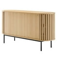 thumbnail image 4 of Console Entry Table Sideboard Cabinet, Brown Oak, Wood, Metal Steel, Oval, Industrial Living Lounge Cafe Lobby Hospitality Restaurant, Modern Contemporary HB36218, 4 of 11