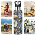thumbnail image 7 of Yayeee 20oz Insulated Water Bottle Double Wall Stainless Steel with Flip Straw Lid, Navy Floral Pattern, 7 of 7