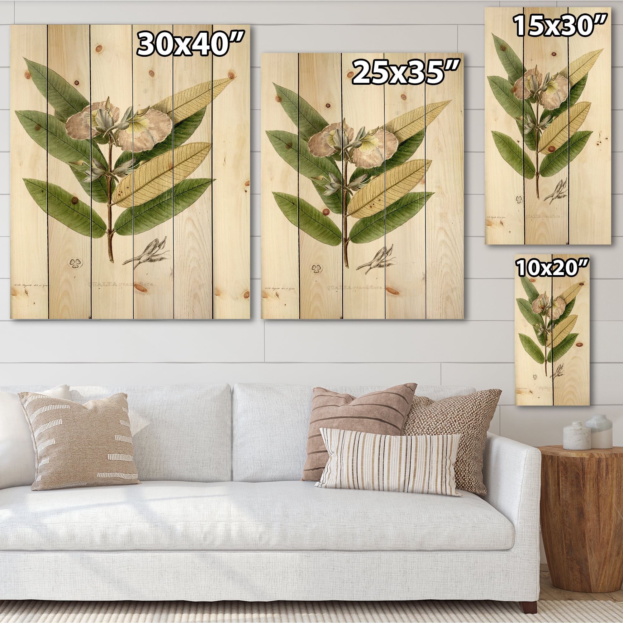 Designart 'Ancient Blossoming Flower II' Traditional Print on Natural Pine Wood