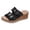 Black, variant on Women's Denim Wedge Sandals Non Slip Open Toe Heeled Shoes Lightweight Slip On Mules with Buckle Strap Black Size 6.5