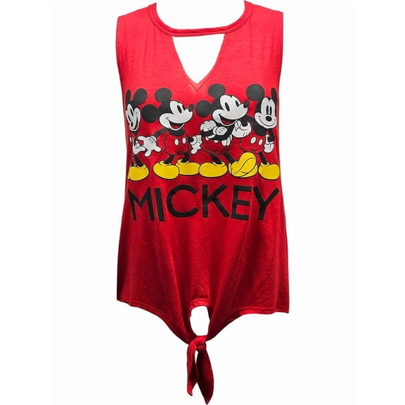 Disney Mickey Four Junior Red Front Tie Tank, S-XL (Women's)
