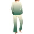 thumbnail image 4 of Womens Pajama Sets Women's Long Sleeve Pajamas Set with Pockets Soft Pants with Long Sleeve Tops Ladies Sleepwear Gradient Printed Casual Tops Pants Pajama Set Green XXL, 4 of 6