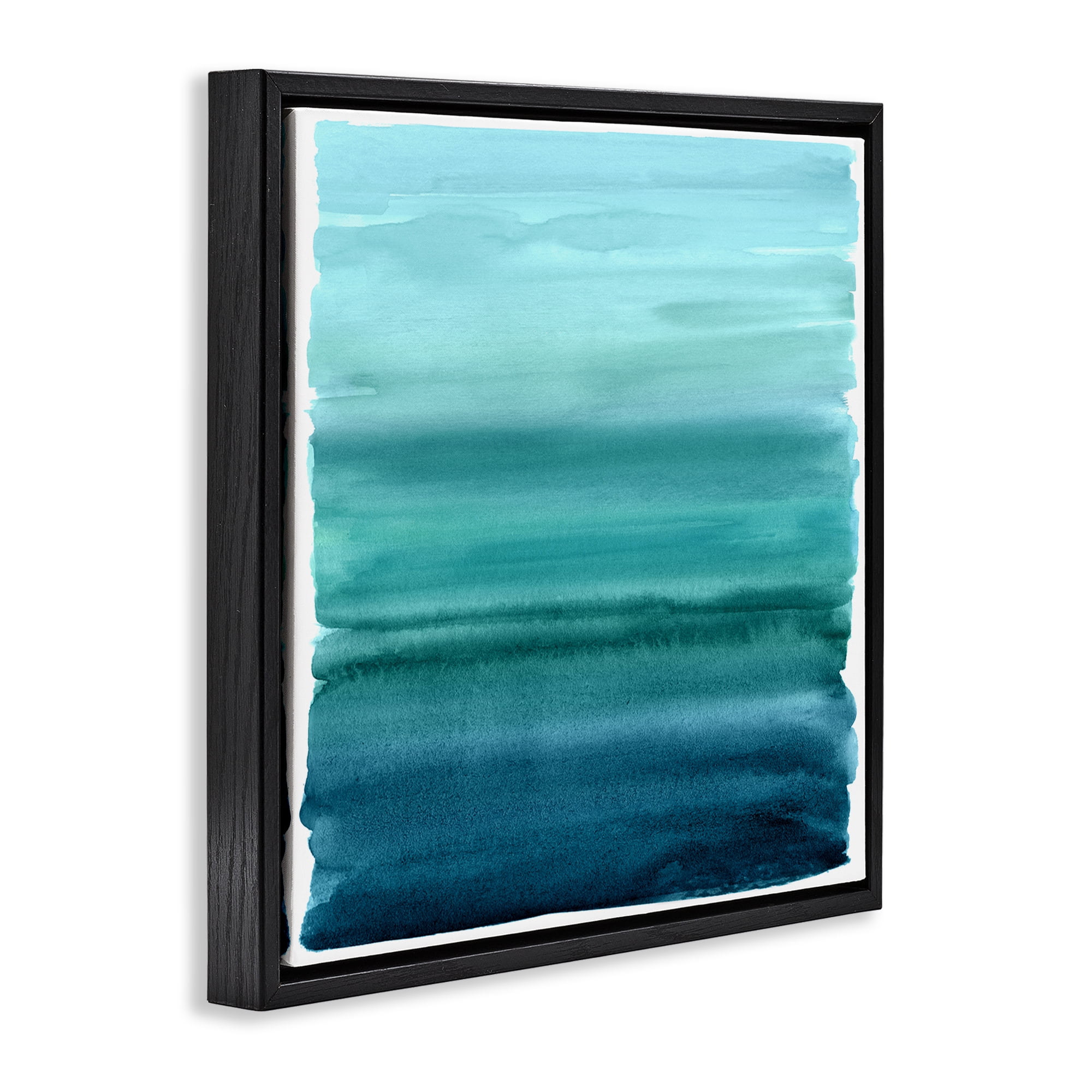 Stupell Industries Aqua Ombre Gradient Black Framed Floater Canvas Wall Art, design by Allie Corbin