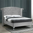 thumbnail image 6 of Pemberly Row Contemporary Crystal Tufted Velvet Platform Bed in Gray, 6 of 7