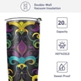 thumbnail image 4 of SKYSONIC Mardi Gras Tumbler Stainless Steel Double Wall Vacuum Reusable Insulated Mug with Straw and Built-in Coaste for Cold and Hot Beverages, 12oz, 4 of 7