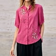 thumbnail image 2 of Shirts Tops for Women Solid Color V Neck Embroidered Casual Tank Top, 2 of 5